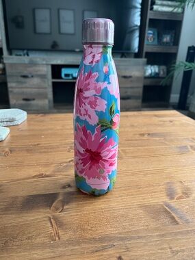 Floral Pink & Blue Insulated Water Bottle - Reusable Thermos